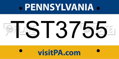 TST3755 Pennsylvania License Plate