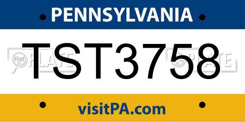 TST3758 Pennsylvania License Plate