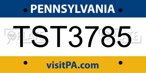 TST3785 Pennsylvania License Plate
