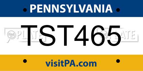 TST465 Pennsylvania License Plate