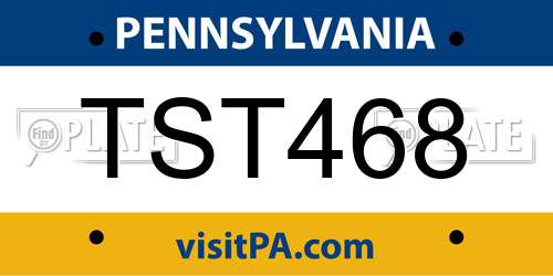 TST468 Pennsylvania License Plate