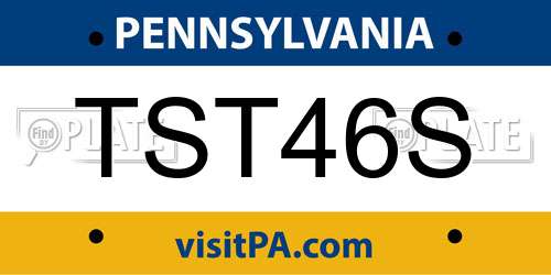 TST46S Pennsylvania License Plate