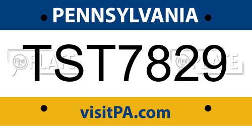 TST7829 Pennsylvania License Plate