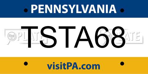 TSTA68 Pennsylvania License Plate