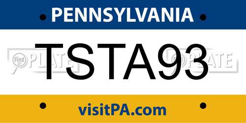 TSTA93 Pennsylvania License Plate
