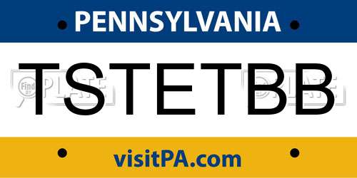 TSTETBB Pennsylvania License Plate