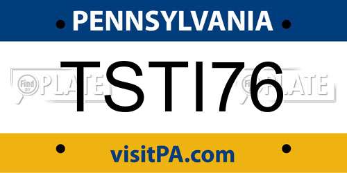 TSTI76 Pennsylvania License Plate