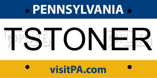 TSTONER Pennsylvania License Plate