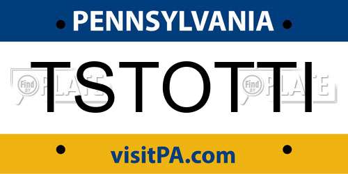 TSTOTTI Pennsylvania License Plate