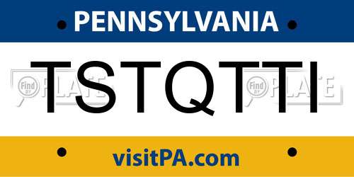 TSTQTTI Pennsylvania License Plate