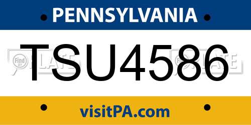 TSU4586 Pennsylvania License Plate