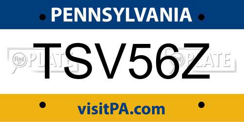 TSV56Z Pennsylvania License Plate
