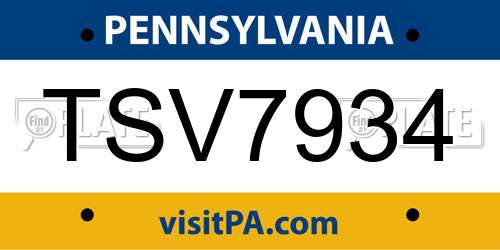 TSV7934 Pennsylvania License Plate