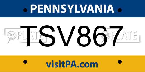 TSV867 Pennsylvania License Plate