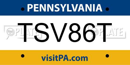 TSV86T Pennsylvania License Plate