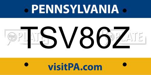 TSV86Z Pennsylvania License Plate