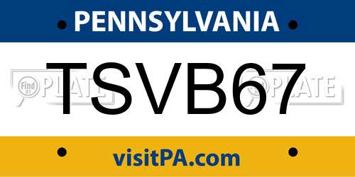 TSVB67 Pennsylvania License Plate