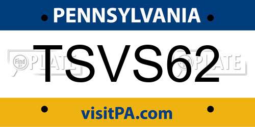 TSVS62 Pennsylvania License Plate