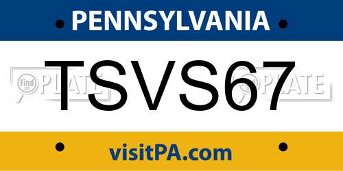 TSVS67 Pennsylvania License Plate