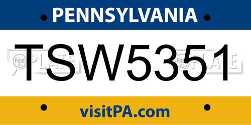 TSW5351 Pennsylvania License Plate