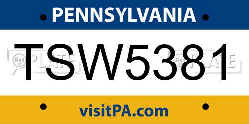 TSW5381 Pennsylvania License Plate