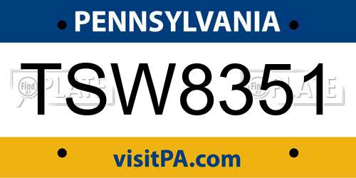 TSW8351 Pennsylvania License Plate