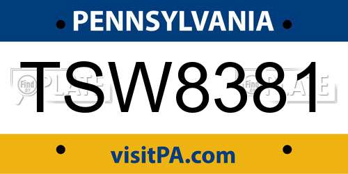 TSW8381 Pennsylvania License Plate