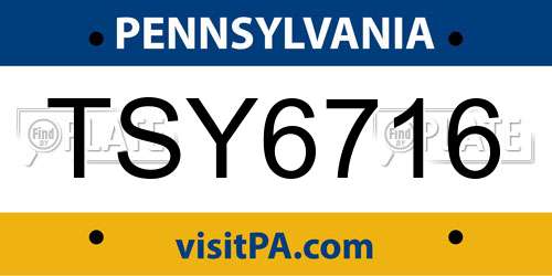 TSY6716 Pennsylvania License Plate