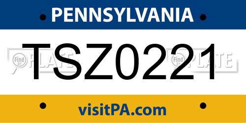 TSZ0221 Pennsylvania License Plate
