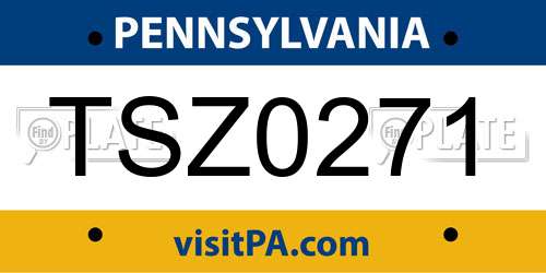 TSZ0271 Pennsylvania License Plate