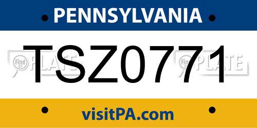 TSZ0771 Pennsylvania License Plate