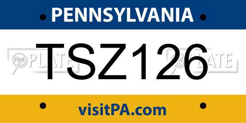 TSZ126 Pennsylvania License Plate