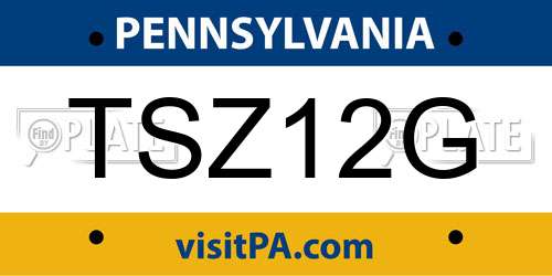 TSZ12G Pennsylvania License Plate