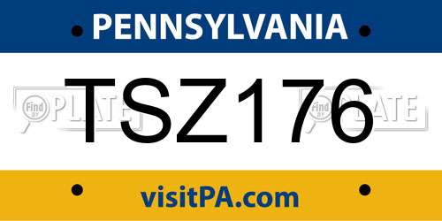 TSZ176 Pennsylvania License Plate