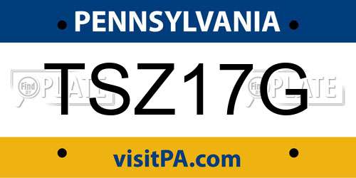 TSZ17G Pennsylvania License Plate