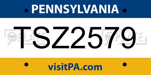 TSZ2579 Pennsylvania License Plate