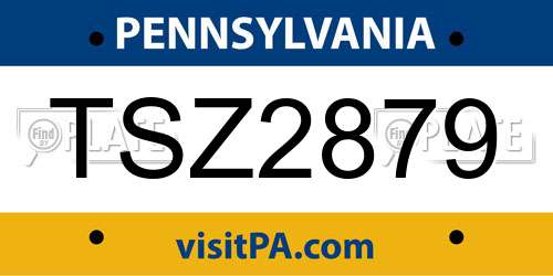 TSZ2879 Pennsylvania License Plate