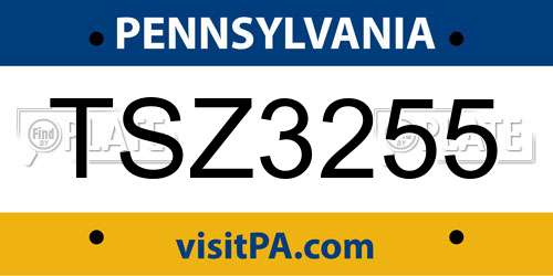 TSZ3255 Pennsylvania License Plate