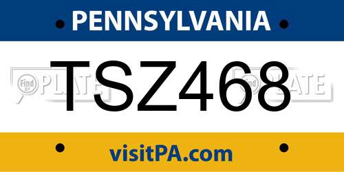 TSZ468 Pennsylvania License Plate