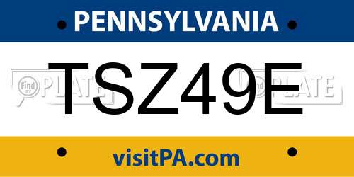 TSZ49E Pennsylvania License Plate