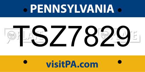 TSZ7829 Pennsylvania License Plate