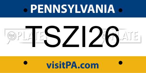 TSZI26 Pennsylvania License Plate
