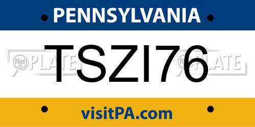 TSZI76 Pennsylvania License Plate