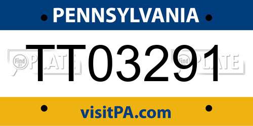 TT03291 Pennsylvania License Plate