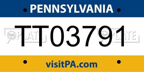 TT03791 Pennsylvania License Plate