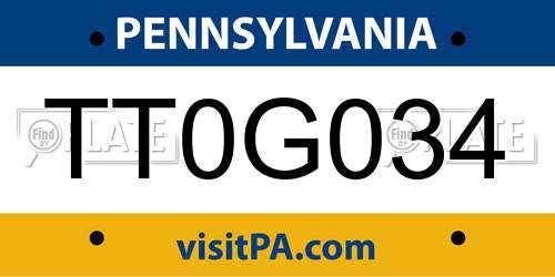 TT0G034 Pennsylvania License Plate