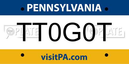 TT0G0T Pennsylvania License Plate