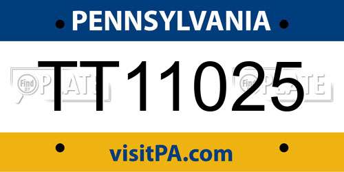 TT11025 Pennsylvania License Plate