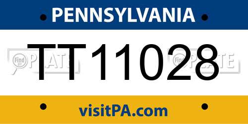 TT11028 Pennsylvania License Plate