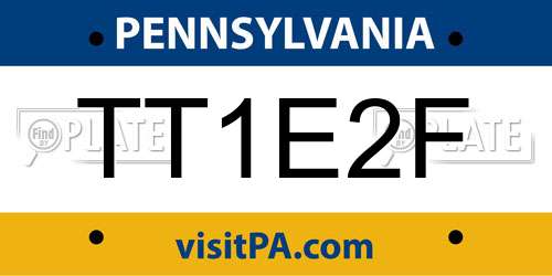 TT1E2F Pennsylvania License Plate